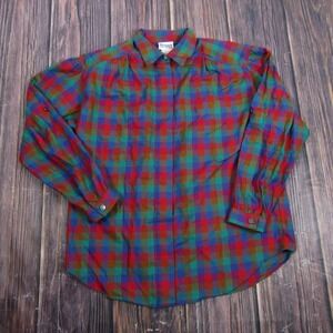 Koret City Blues Button Down Shirt Women Small Grannycore Plaid Vintage Top